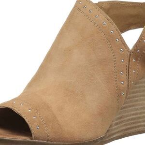 Lucky Brand Ulyssas Tan Suede Stack Heel Slingback Sandals Sz 8